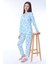 Çiçek Desenli Düğmeli Kız Pijama Takımı - Açık Mavi 2