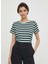 Bisiklet Yaka Çizgili Açık Yeşil Kadın T-Shirt PL505845 2