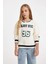 Kız Çocuk Relax Fit V Yaka Baskılı Okul Sweatshirt C7789A824AU 3