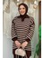 Yaka Bağlama Detaylı Tunik ve Pantolon Ikili Triko Takım 2-1515 Kahverengi 4