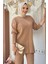 Taş Detaylı Tunik ve Pantolon Ikili Triko Takım 2-1545 Vizon 4