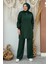 Yakası Fermuarlı Tunik ve Pantolon Ikili Triko Takım 2-1535 Zümrüt 1
