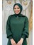 Yakası Fermuarlı Tunik ve Pantolon Ikili Triko Takım 2-1535 Zümrüt 4