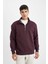 Koyu Bordo Comfort Regular Fit Rahat Kalıp Dik Yaka Fermuarlı Kalın Basic Düz Sweatshirt X7405AZ24AU 1