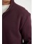 Koyu Bordo Comfort Regular Fit Rahat Kalıp Dik Yaka Fermuarlı Kalın Basic Düz Sweatshirt X7405AZ24AU 4