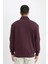 Koyu Bordo Comfort Regular Fit Rahat Kalıp Dik Yaka Fermuarlı Kalın Basic Düz Sweatshirt X7405AZ24AU 5