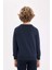Erkek Çocuk Lacivert Bisiklet Yaka Pamuklu Basic Düz Okul Sweatshirt A4246A824AU 5