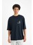 %100 Pamuk Loose Fit Bisiklet Yaka Sırt Baskılı Kısa Kollu Tişört B4320AX24AU 2