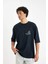 %100 Pamuk Loose Fit Bisiklet Yaka Sırt Baskılı Kısa Kollu Tişört B4320AX24AU 5