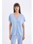 Pijama Takım V Yaka Düğmeli Kısa Kollu Üst Beli Lastikli Alt-Fall in Love D3182AX24AU 4