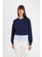 Relax Fit Bisiklet Yaka Etek Ucu Detaylı Basic Düz Sweatshirt D5747AX24AU 3