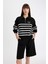Regular Fit Yarım Fermuarlı Dik Yaka Çizgili Kalın Sweatshirt D5297AX24AU 3