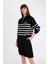 Regular Fit Yarım Fermuarlı Dik Yaka Çizgili Kalın Sweatshirt D5297AX24AU 4