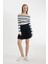 Slim Fit Dar Kesim Çizgili Açık Omuz Triko Kazak C8914AX24WN 2