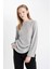 Regular Fit Bisiklet Yaka Selanik Kumaş Basic Düz Triko Kazak H6905AZ24WN 3