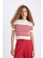 Slim Fit Dar Kesim Çizgili Bisiklet Yaka Kısa Kollu Triko Kazak D4619AX24AU 5