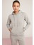 Abelia Kadın İçi Polarlı Yumuşacık Kalın Kumaşlı Kapüşonlu Comfort Fit Grimelanj Sweatshirt 1