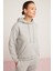 Abelia Kadın İçi Polarlı Yumuşacık Kalın Kumaşlı Kapüşonlu Comfort Fit Grimelanj Sweatshirt 3