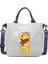 Karikatür Desen Ayı Kanvas Çanta Öğrenci Omuz Çantası Crossbody Çanta Çıkarılabilir Omuz Askısı Çanta Tote Çanta (Yurt Dışından) 1