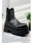 25100038K Siyah Deri Kadın Casual Günlük Bot 1