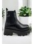 25100038K Siyah Deri Kadın Casual Günlük Bot 2