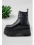25100038K Siyah Deri Kadın Casual Günlük Bot 3