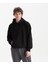 Erkek Siyah %100 Organik Pamuk Kanguru Cepli Kapüşonlu Oversize Sweatshirt 1