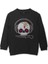 Müzik Dinleyen Kuru Kafa Kulaklık Bıçak Yara Bandı Skull Baskılı Çocuk Sweatshirt Siyah Sweat 1