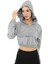 Alice Crop Kapüşonlu Kadın Sweatshirt Gri 2