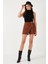 Streç Slim Fit Asimetrik Kesim Fermuarlı Kışlık Şort Etek Bayan Şort Etek 5865969 1