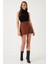 Streç Slim Fit Asimetrik Kesim Fermuarlı Kışlık Şort Etek Bayan Şort Etek 5865969 2