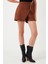 Streç Slim Fit Asimetrik Kesim Fermuarlı Kışlık Şort Etek Bayan Şort Etek 5865969 4