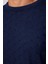 Erkek Slim Fit Bisiklet Yaka Armürlü Pamuklu Lacivert Triko Kazak 4