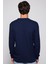 Erkek Slim Fit Bisiklet Yaka Armürlü Pamuklu Lacivert Triko Kazak 5