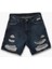 Yırtık Koyu Denim Şort 4