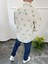 Yeşil Motifli Oversize Krem Keten Gömlek 2