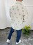 Yeşil Motifli Oversize Krem Keten Gömlek 2