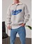 College Yakası Fermuarlı Gri Sweatshirt 1