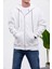 Fermuarlı Kapüşonlu Beyaz Sweatshirt 3