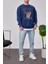 Duke Pota Baskılı Yıkamalı Lacivert Sweatshirt 4