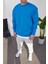 Basic Pamuk Mavi Sweatshirt 2