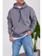Ip Detaylı Basic Kapüşonlu Gri Sweatshirt 2