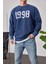 1998 Baskılı Mavi Yıkamalı Sweatshirt 2