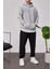 Yıkamalı Basic Kapüşonlu Gri Sweatshirt 1