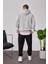Yıkamalı Basic Kapüşonlu Gri Sweatshirt 3