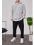 Yıkamalı Basic Kapüşonlu Gri Sweatshirt 4