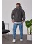 Yıkamalı Basic Kapüşonlu Füme Sweatshirt 3