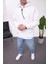 Ip Detaylı Basic Kapüşonlu Beyaz Sweatshirt 1