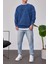 Yıkamalı Basic Lacivert Sweatshirt 4