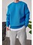Basic Mavi Şardonlu Sweatshirt 2